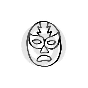 Lucha libre, luchador mexican wrestling mask doodle icon, vector illustration photo