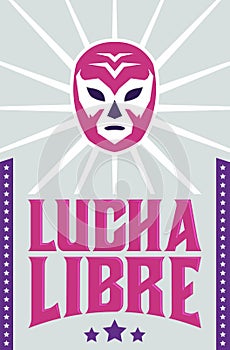 Lucha Libre, Wrestling spanish text Mexican wrestler mask design