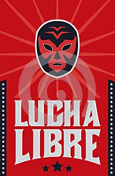 Lucha Libre, Wrestling spanish text Mexican wrestler mask design