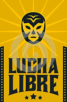 Lucha Libre, Wrestling spanish text Mexican wrestler mask design