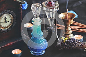 Lucid dreaming good night potion on a witch wiccan altar