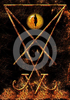 Lucifer Symbol with a reptilian eye photo