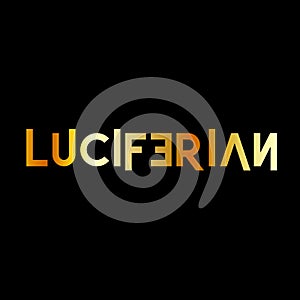 Luciferian- A symbol of satanic god Lucifer in gold photo
