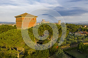 Lucignano town in Tuscany from above