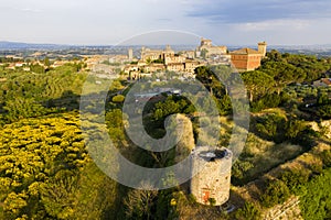 Lucignano town in Tuscany from above