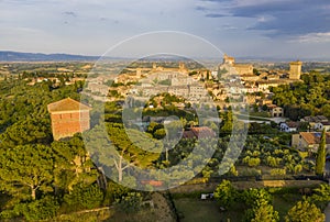 Lucignano town in Tuscany from above