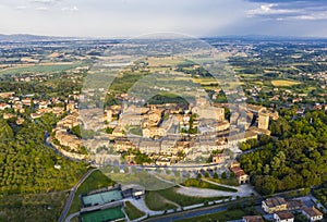 Lucignano town in Tuscany from above