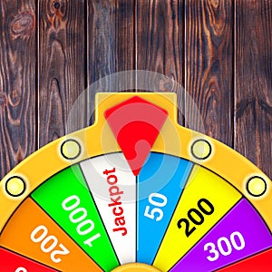 Luck and Fortune Concept. Spinning Colorful Fortune Wheel. 3d Re