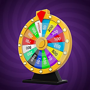 Luck and Fortune Concept. Spinning Colorful Fortune Wheel. 3d Rendering