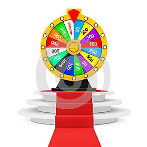 Luck and Fortune Concept. Spinning Colorful Fortune Wheel over R