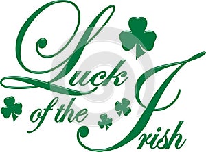 Luck of The Irish Clover Illustration on White with Clipping Path