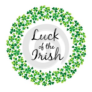 Luck of the Irish in shamrock circle frame