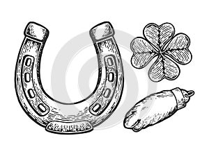 Luck talisman objects engraving vector