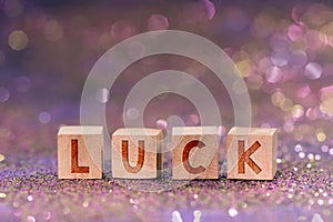 Luck word on wooden cubes