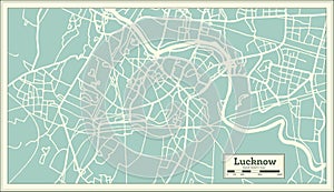 Lucknow India City Map in Retro Style. Outline Map.