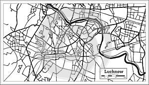 Lucknow India City Map in Retro Style. Outline Map