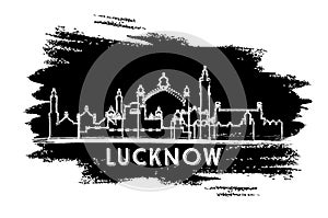 Lucknow India City Skyline Silhouette. Hand Drawn Sketch