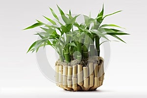 Lucky Bamboo Plant. Small bamboo in the pot. generative ai