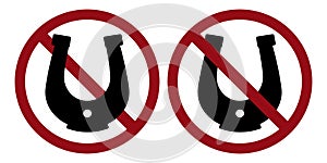 lucky ban prohibit icon. Not allowed horseshoe. photo