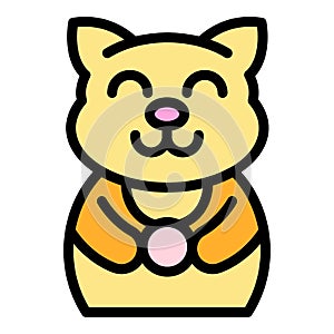 Lucky cat icon color outline vector