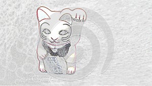 lucky cat mean symbol of good luck charm, japanes doll figurine known as maneki neko.