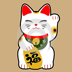 white lucky cat cute Japanese graphic design photo