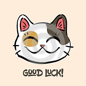 Lucky cat and text`Good luck