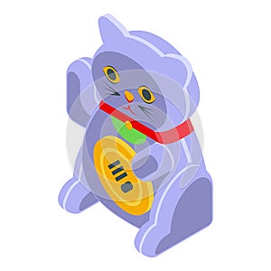 Lucky cat toy icon, isometric style
