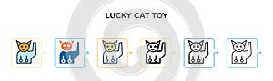 Lucky cat toy vector icon in 6 different modern styles. Black, two colored lucky cat toy icons designed in filled, outline, line