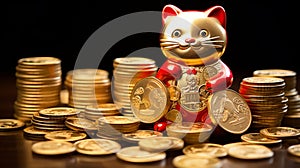 Lucky cat waving happiness wealthiness abundance prosperity