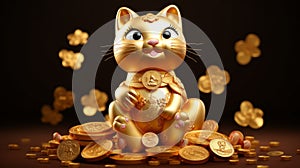 Lucky cat waving happiness wealthiness abundance prosperity