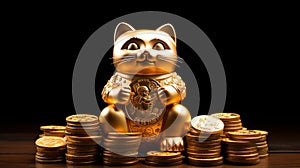 Lucky cat waving happiness wealthiness abundance prosperity