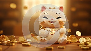 Lucky cat waving happiness wealthiness abundance prosperity