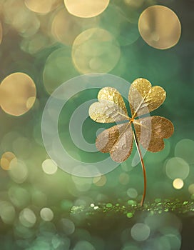 Lucky charm four-leafed gold clover