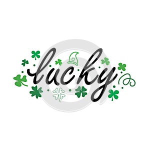 Lucky Clover Lettering . clover sign and symbol. four leaf clover icon