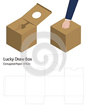 Lucky draw box 3d mockup with dieline