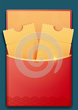 Lucky draw ticket in red envelope