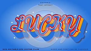 Lucky editable text effect banner template vector illustration