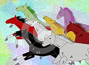 Lucky Eight Horses art, Feng shui