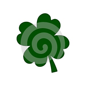 Lucky four-leaf clover. Flat style emblem.