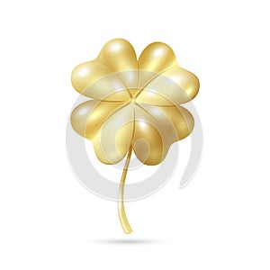 Lucky Four Leaf Clover Golden Charm