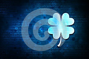 Lucky four leaf clover icon abstract blue background illustration design