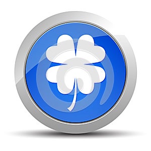 Lucky four leaf clover icon blue round button illustration