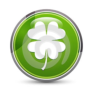 Lucky four leaf clover icon elegant green round button vector illustration