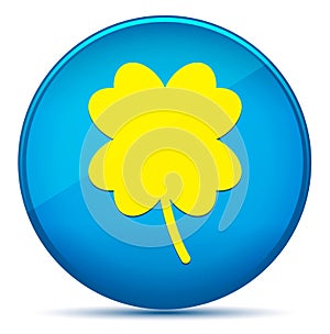 Lucky four leaf clover icon modern flat cyan blue round button
