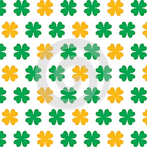 Lucky Four Leaf Clover Pattern. St Patricks Day Shamrock Symbol Pattern Background