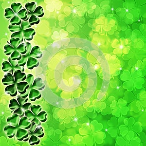 Lucky Four Leaf Clover Shamrock Blur Background