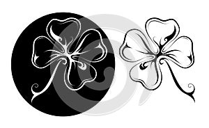 Lucky four leaf clover tattoo in two variations