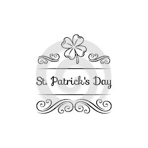 Lucky Four Leaf Irish Clover for St. Patrick s Day with decorations. Vector.