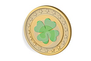 Lucky gold coin.3D illustration